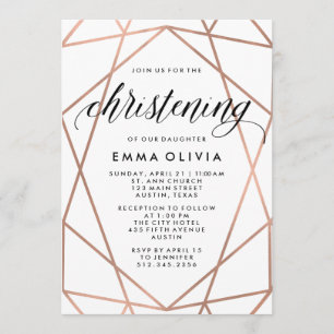 Modern geometri i vitt-Christening Inbjudningar