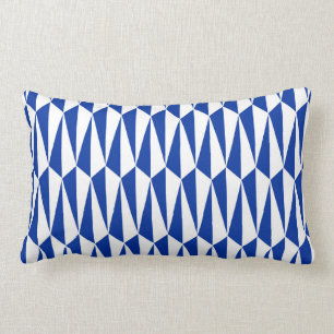 Modern geometri, kobolt och vitt i mitten av århu lumbarkudde