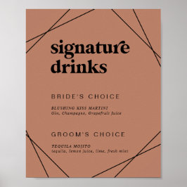 Modern geometri | Koppar Namnteckning Drinks-tecke Poster