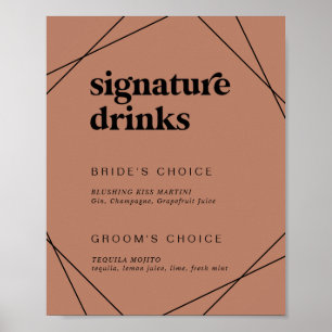 Modern geometri Koppar Namnteckning Drinks-tecke Poster