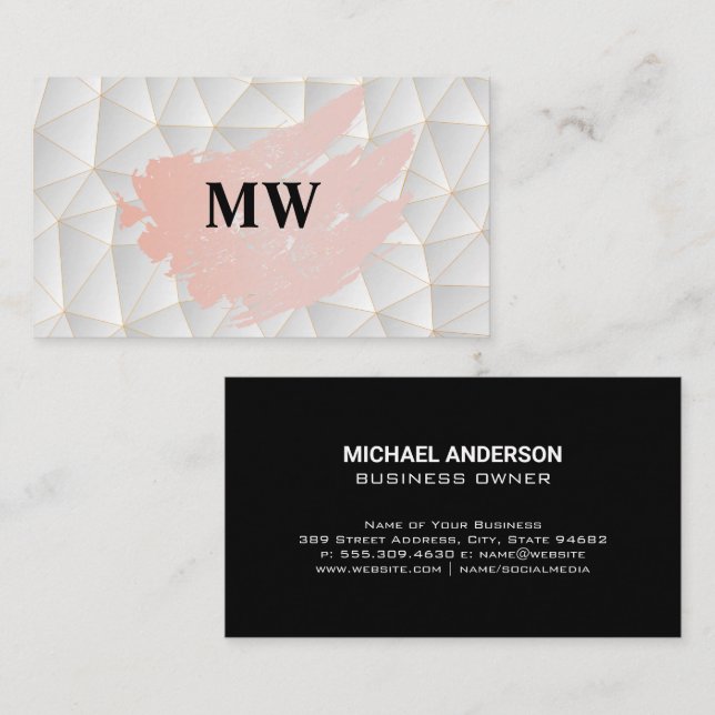 Modern geometri | Monogram Visitkort (Fram/baksida)