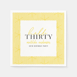 Modern geometri och manus 30års födelsedag party pappersservett