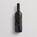 Modern geometri på svart vinflaska etikett<br><div class="desc">Dessa snyggt vin-etiketter har en modern,  ytlig geometrisk utformning av ro guld på svart bakgrund. Anpassa med ditt budskap och namn.</div>