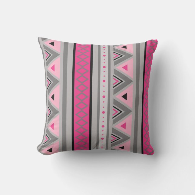 Modern geometri, Rosa och Grått i sydväst Kudde (Framsida)