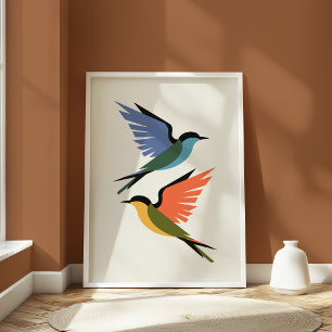 Modern geometri Sväljer färgfulla minimalistiska f Poster