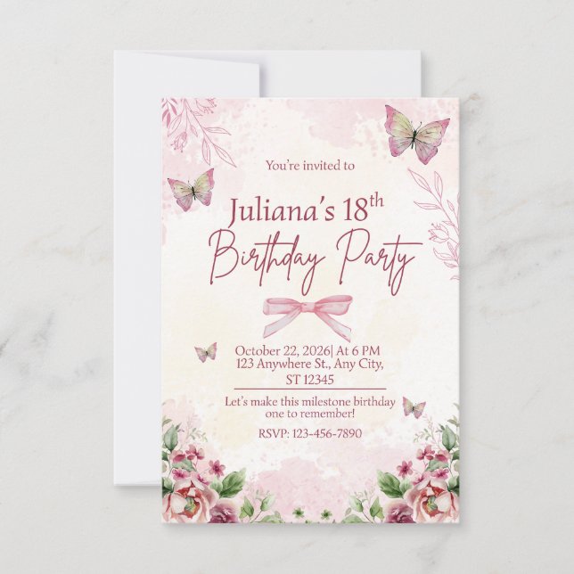 Modern Geometric 18th Birthday Party Invitation Inbjudningar (Framsida)