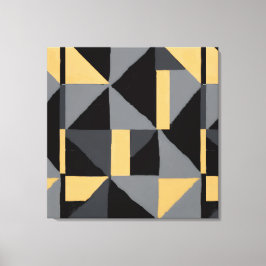 Modern Geometric Abstract Canvas | Luxury Black, 