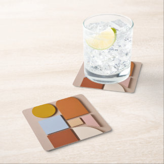 Modern Geometric Abstract Coaster Warm Tones Underlägg Papper Kvadrat