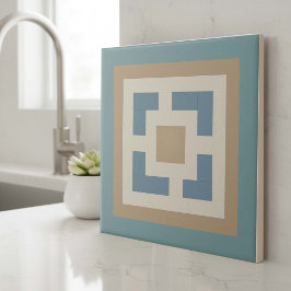 Modern Geometric Abstract Pat#11 Teal ID1192 Kakelplatta