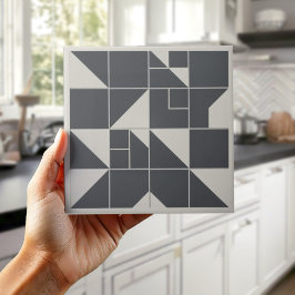 Modern Geometric Abstract Pat#1 Black ID1192 Kakelplatta