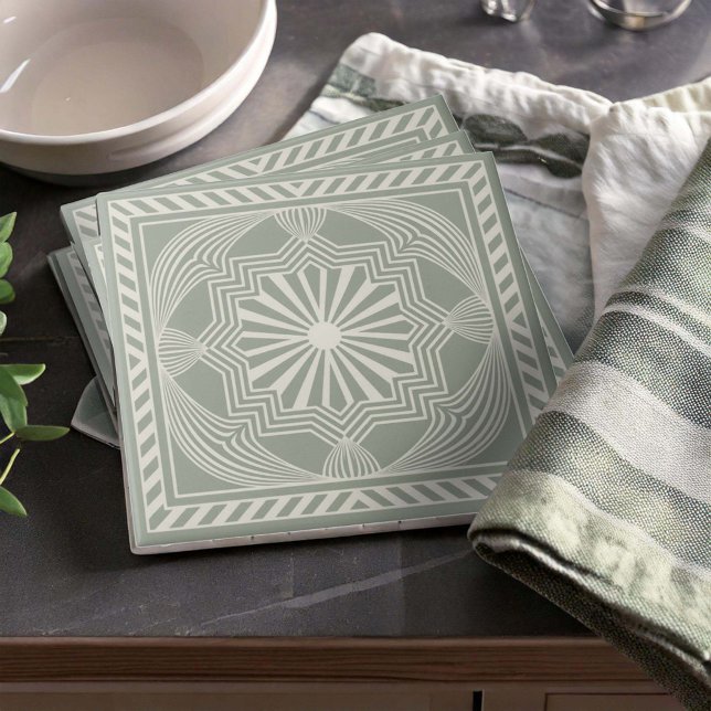 Modern Geometric Abstract Pat#23 Green ID1192 Kakelplatta (Skapare uppladdad)