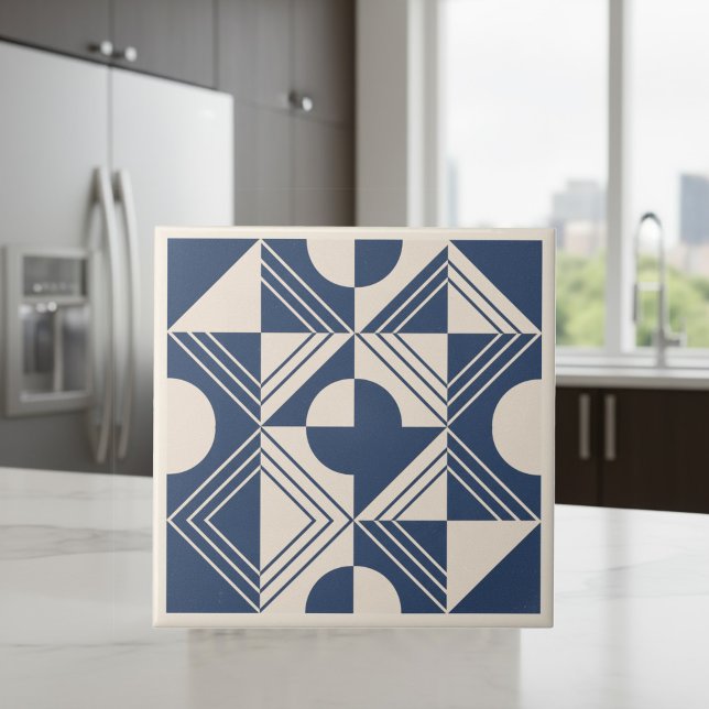 Modern Geometric Abstract Pat#5 Navy ID1192 Kakelplatta (Skapare uppladdad)