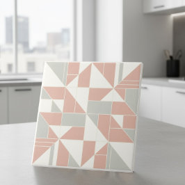 Modern Geometric Abstract Pat#9 Peach ID1192 Kakelplatta