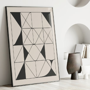 Modern Geometric Abstrakt Black and White Art Art Poster