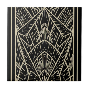 Modern Geometric Abstrakt Black Art Deco Kakelplatta