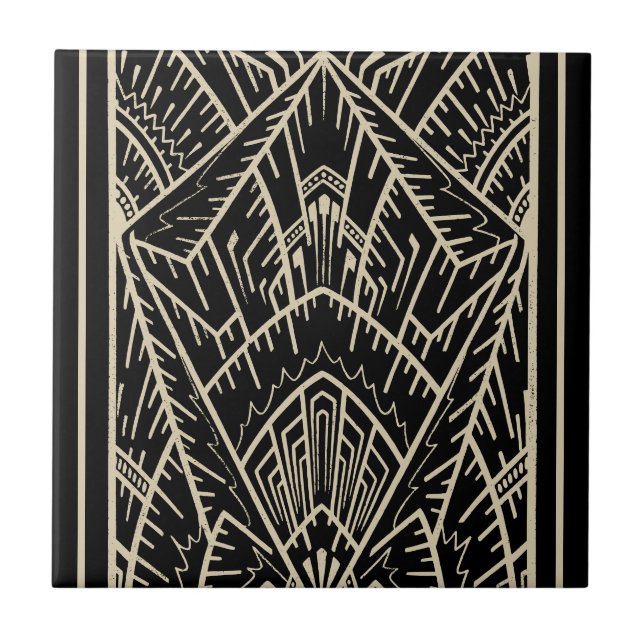 Modern Geometric Abstrakt Black Art Deco Kakelplatta (Framsidan)
