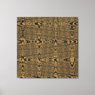 Modern Geometric Abstrakt Black Leopard Weave Wave Canvastryck