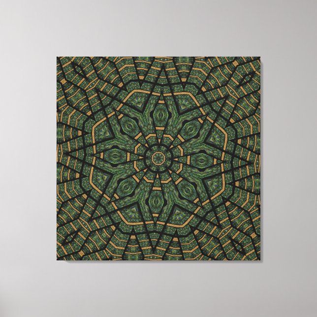 Modern Geometric Abstrakt Blue Grönt Peacock Canvastryck (Framsida)