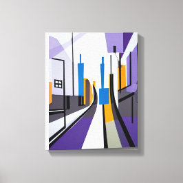 Modern Geometric Abstrakt Street Byggnad Canvastryck