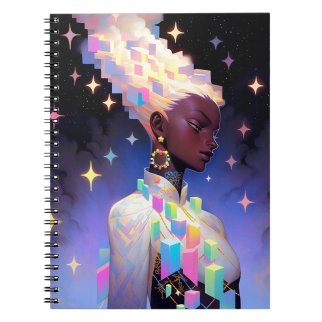 Modern Geometric Anime Girl Anteckningsbok (Framsidan)