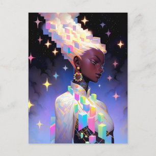 Modern Geometric Anime Girl Vykort