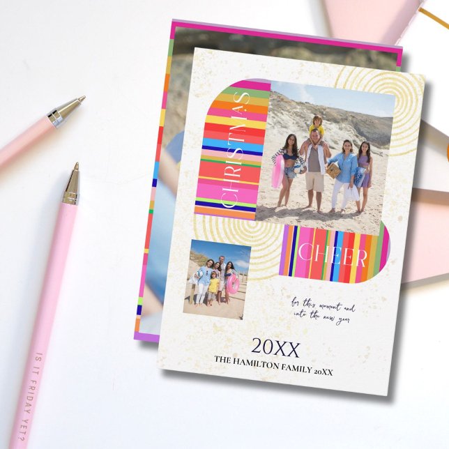 Modern Geometric Arch 3-fotokort, Helgdag Julkort (Skapare uppladdad)