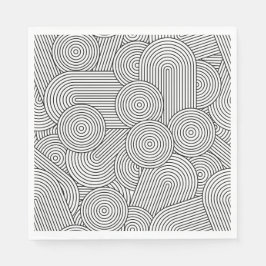 Modern Geometric Arch Black White i mitten av århu Pappersservett