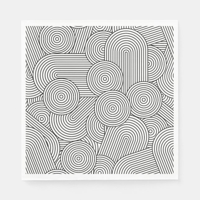 Modern Geometric Arch Black White i mitten av århu Pappersservett (Framsidan)