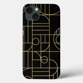Modern Geometric Art Deco Faux Guld/Black