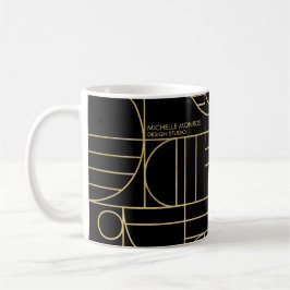 Modern Geometric Art Deco Faux Guld/Black Kaffemugg