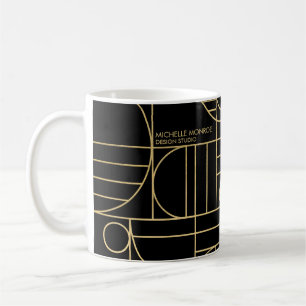 Modern Geometric Art Deco Faux Guld/Black Kaffemugg