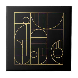 Modern Geometric Art Deco Faux Guld/Black Kakelplatta