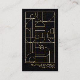 Modern Geometric Art Deco Faux Guld/Black Papper Visitkort