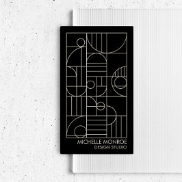 Modern Geometric Art Deco Grått/Black Designer Visitkort