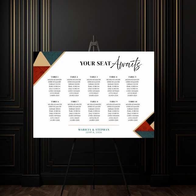 Modern Geometric Art Deco Wedding Seating Chart  Poster (Skapare uppladdad)