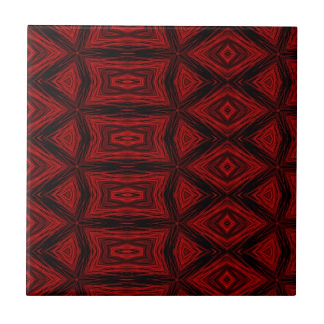 Modern Geometric Art Mönster Red Black helgdag Kakelplatta (Framsidan)