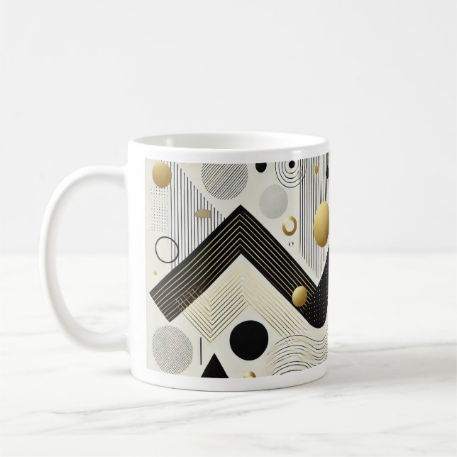 Modern Geometric Art Mugg | Snyggt Black & Guld Ab (Vänster)