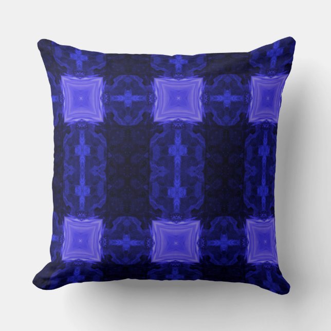 Modern Geometric Art Sapphire Blue Navy Pillow Kudde (Framsida)