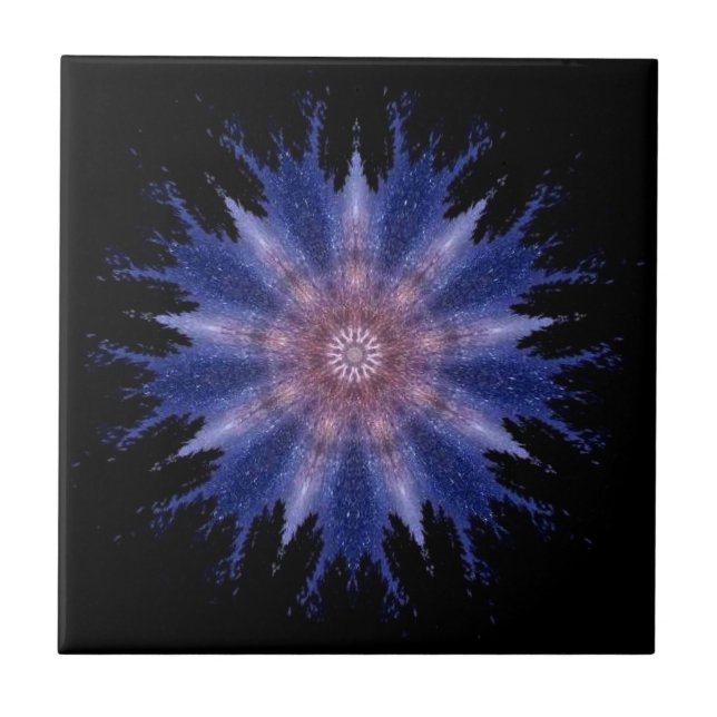 Modern geometric art violet stars black decor kakelplatta (Framsidan)