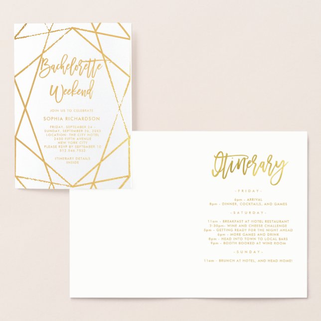Modern Geometric Bachelorette Helg Folierat Kort (Display)