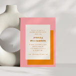 Modern Geometric Bachelorette Party Rosa Orange Inbjudningar<br><div class="desc">Modern Geometric Fold Rosa and Orange Snyggt Bachelorette Party Investigation</div>