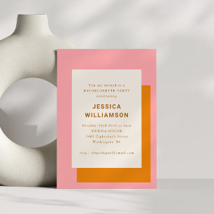 Modern Geometric Bachelorette Party Rosa Orange Inbjudningar