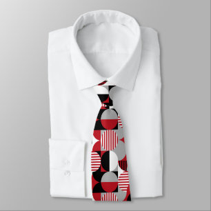 Modern Geometric Bauhaus, Black Red Grått Slips