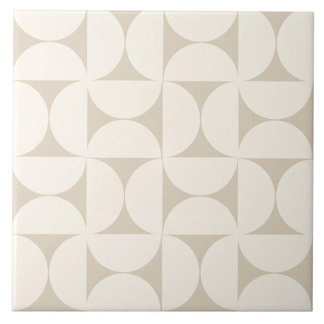 Modern Geometric Beige Semi Circles Tile Kakelplatta (Framsidan)