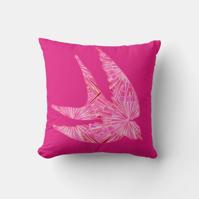 Modern Geometric Bird, Fuchsia och Ljus rosa Thro Kudde (Framsida)