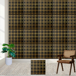 Modern Geometric Black and Guld Tile Kakelplatta
