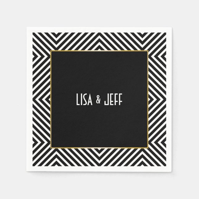 Modern Geometric Black and White Diamond Mönster Pappersservett (Framsidan)