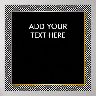Modern Geometric Black and White Diamond Mönster Poster