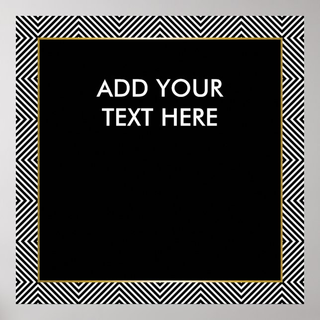 Modern Geometric Black and White Diamond Mönster Poster (Framsidan)