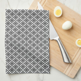 Modern Geometric Black and White Kökshandduk